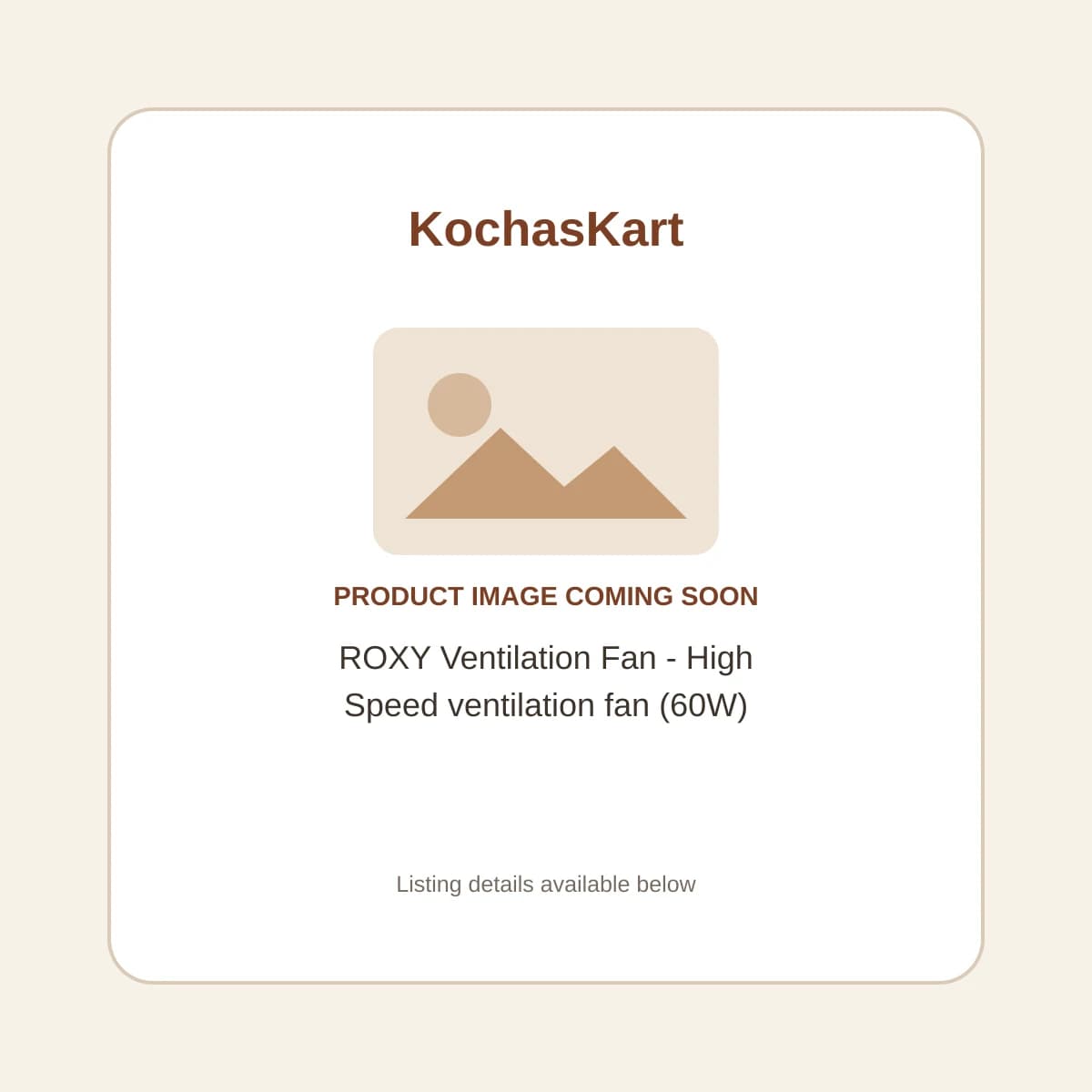 ROXY Ventilation Fan - High Speed ventilation fan (60W) product image coming soon